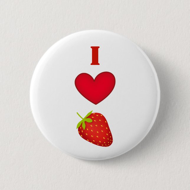 I Love Strawberries Button (Front)