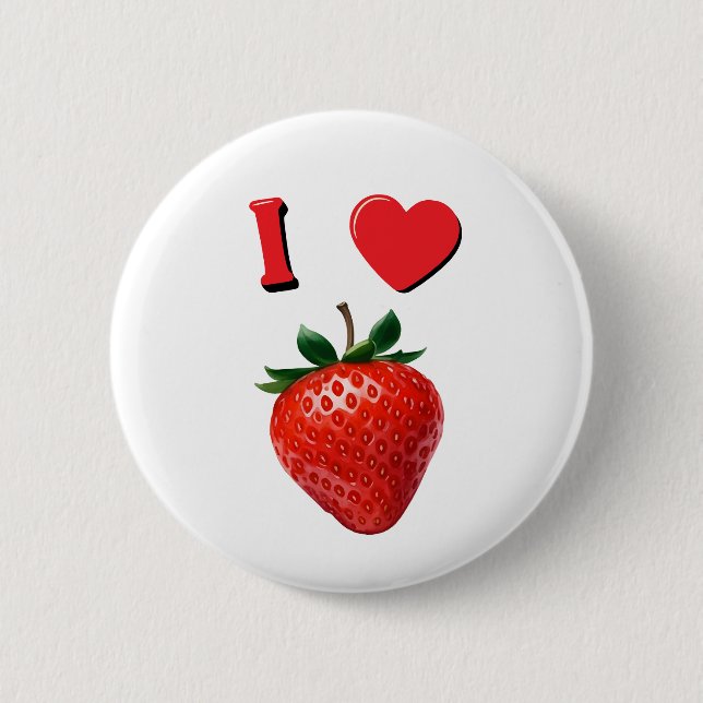 I Love Strawberries Button (Front)