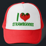 I Love Strawberries Cute Strawberry Farm Trucker Hat<br><div class="desc">A cute strawberry farm gift for someone who loves pretty red fruit in the summer.</div>