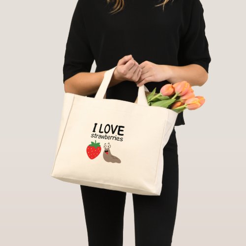 I Love Strawberries Illustration Mini Tote Bag