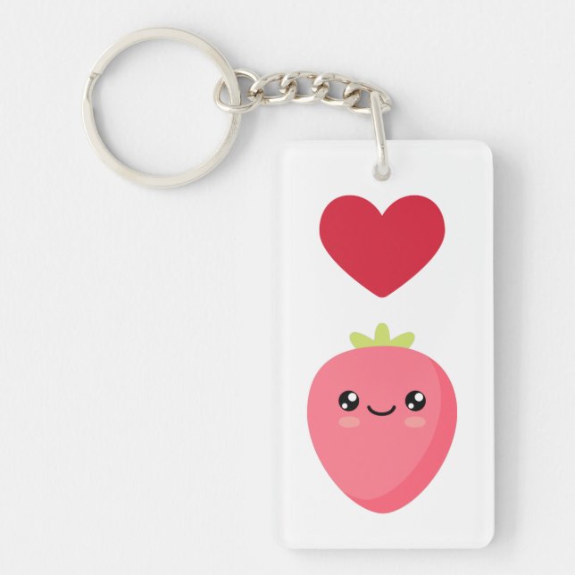 I love Strawberries Keychain (Front)