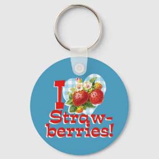 I Love Strawberries Keychain