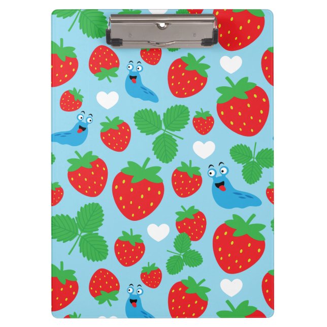I Love Strawberries Seamless Pattern Clipboard (Front)