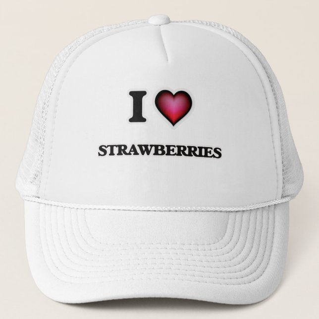I Love Strawberries Trucker Hat (Front)