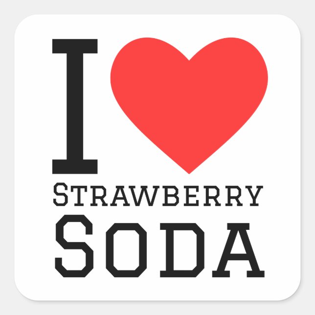 I love strawberry soda square sticker (Front)