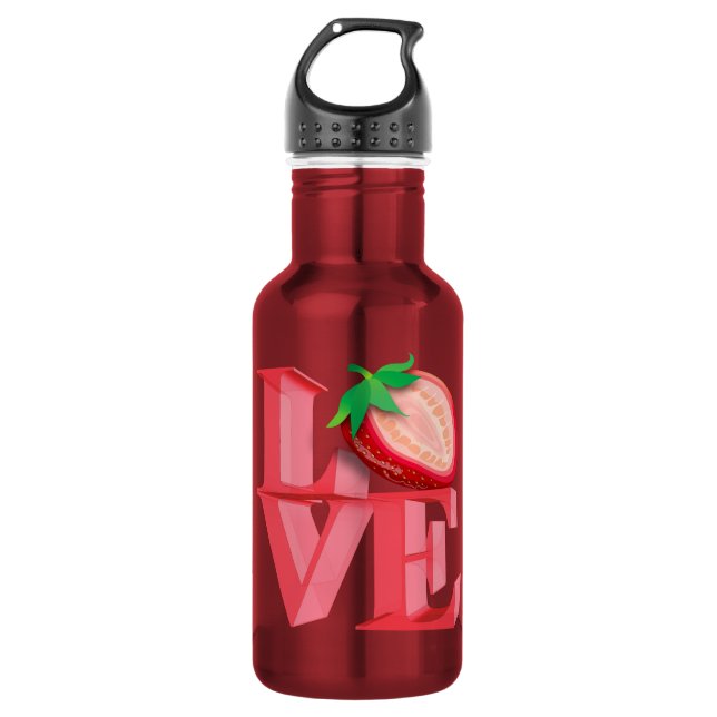 I LOVE STRAWBERRY STAINLESS STEEL WATER BOTTLE (Front)
