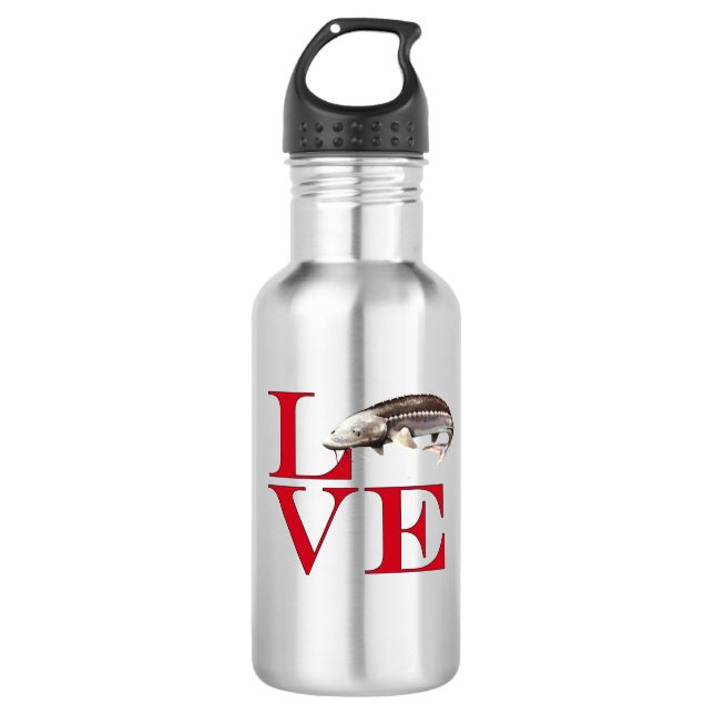 I Love Sturgeon Stainless Steel Water Bottle (Front)