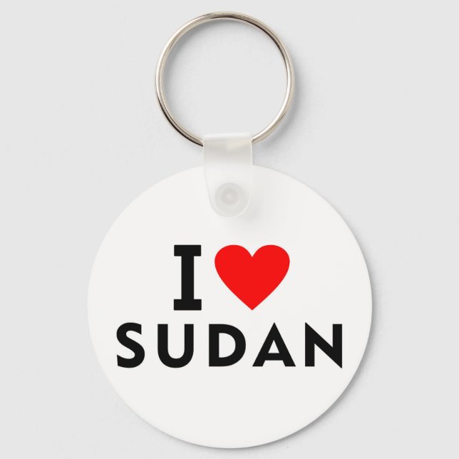 I love Sudan country like heart travel tourism Keychain (Front)