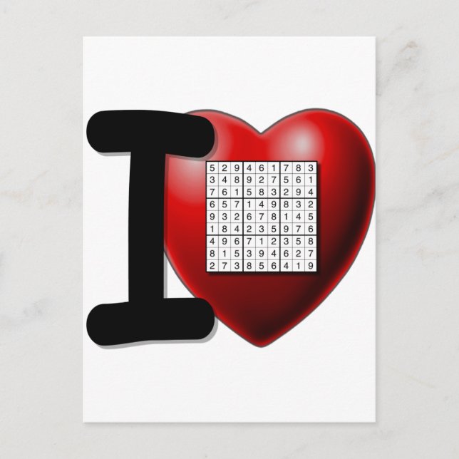 I Love Sudoku Postcard (Front)