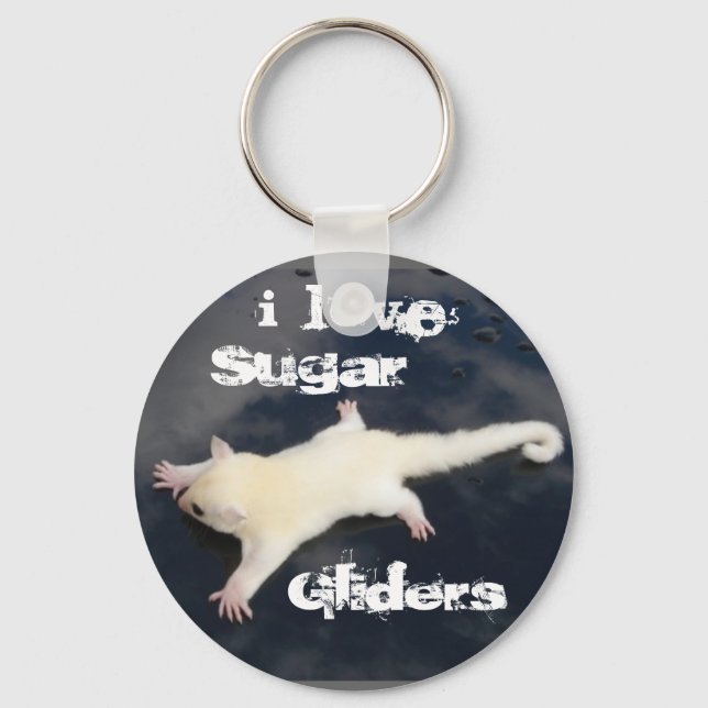 I Love  Sugar Gliders =Outbackgliders.com, Keychain (Front)