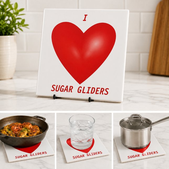 I Love Sugar Gliders Red Heart Pet Lover Ceramic Tile (I Love Sugar Gliders Red Heart Pet Lover Ceramic Tile)
