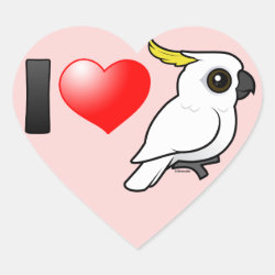 I Love Sulphur-crested Cockatoos (crest down) Heart Sticker