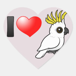 I Love Sulphur-crested Cockatoos (crest up) Heart Sticker