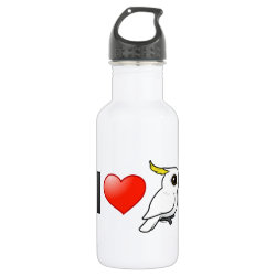 I Love Sulphur-crested Cockatoos (crest down) Water Bottle (24 oz)