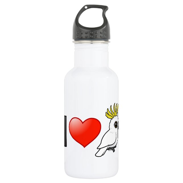 I Love Sulphur-crested Cockatoos Water Bottle (Front)
