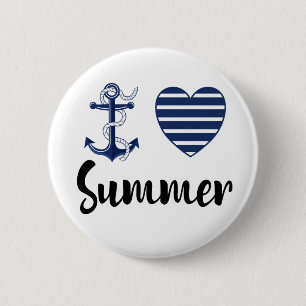 I Love Summer, Anchor And Heart Button