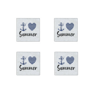 I Love Summer, Anchor And Heart Stone Magnet