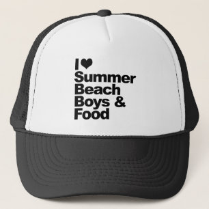 I love summer beach boys and food trucker hat