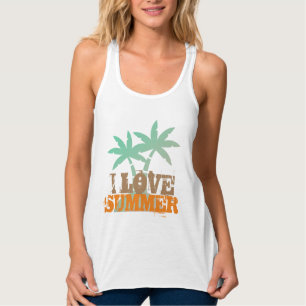 I LOVE SUMMER colorful summer vibes palm womens Tank Top
