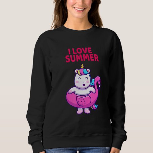 I Love Summer Funny Rainbow Unicorn Cute Pink Vibe Sweatshirt