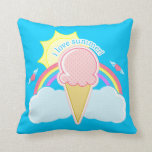 "I Love Summer" Ice Cream Cone Throw Pillow