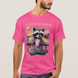 I love Summer Raccoon on the Boardwalk with a soda T-Shirt
