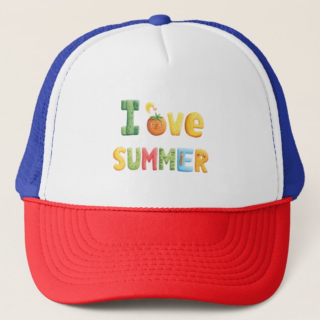 I Love Summer Text  Trucker Hat (Front)