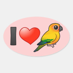 I Love Sun Conures Oval Sticker