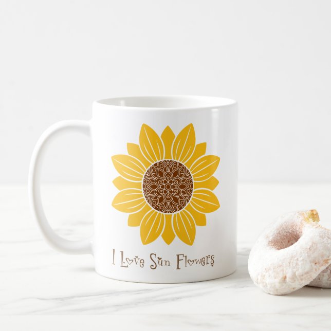 I Love Sun Flowers Mug (With Donut)