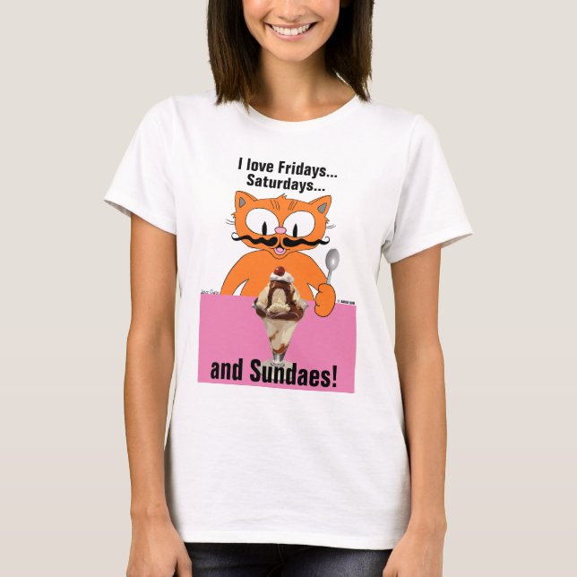 I Love Sundaes (Sundays) Ice Cream Fun Summer T-Shirt (Front)