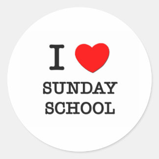 I Love Sunday School Classic Round Sticker