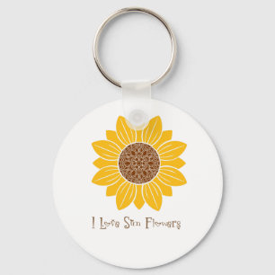 I Love Sunflowers Keychain