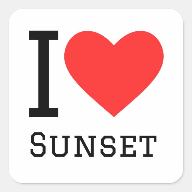 I love sunset  square sticker (Front)