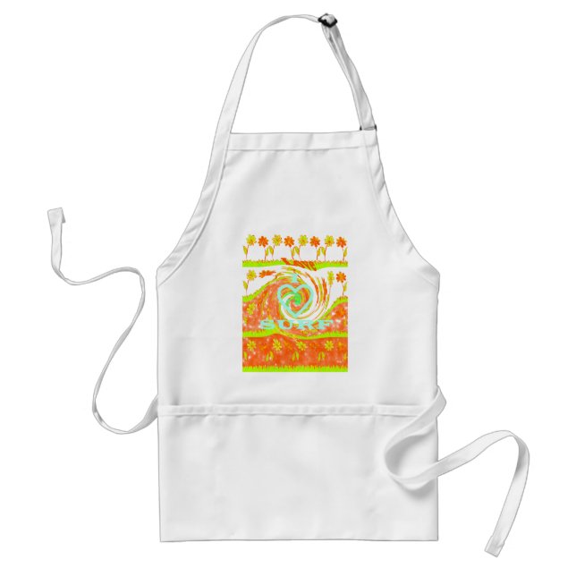 I Love Surf: Beautiful Floral with Cool Text Art  Adult Apron (Front)