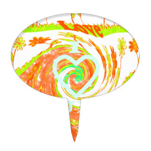 I Love Surf: Beautiful Floral with Cool Text Art Cake Topper