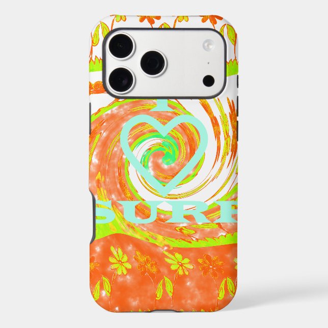 I Love Surf: Beautiful Floral with Cool Text Art  Case-Mate iPhone Case (Back)