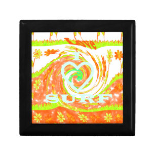 I Love Surf: Beautiful Floral with Cool Text Art  Jewelry Box