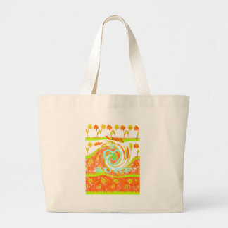 I Love Surf: Beautiful Floral with Cool Text Art Large Tote Bag