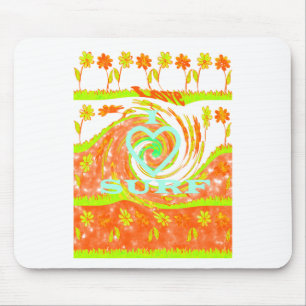 I Love Surf: Beautiful Floral with Cool Text Art Mouse Pad