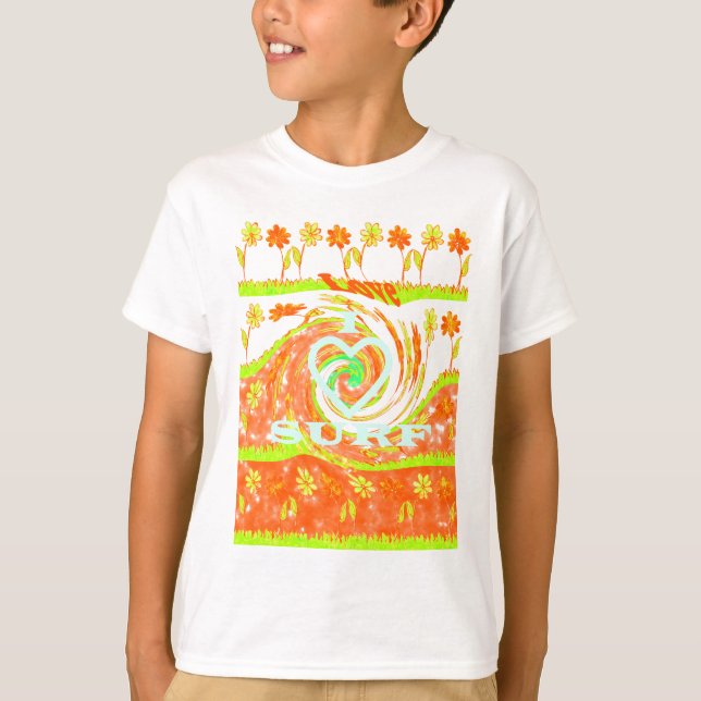 I Love Surf: Beautiful Floral with Cool Text Art  T-Shirt (Front)