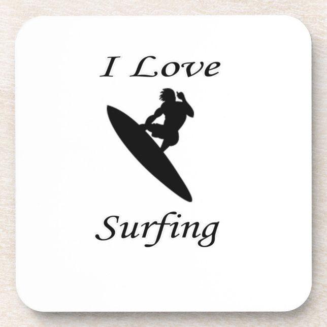 I Love Surfing Beverage Coaster (Front)