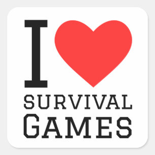 I love survival games square sticker