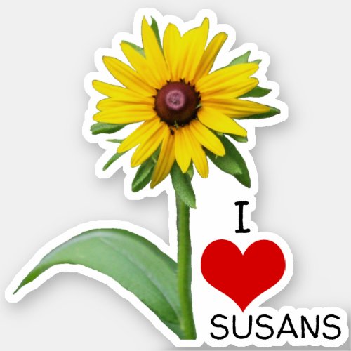 I Love Susans Rudbeckia Flower and Heart Sticker