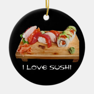 I Love Sushi Ceramic Ornament