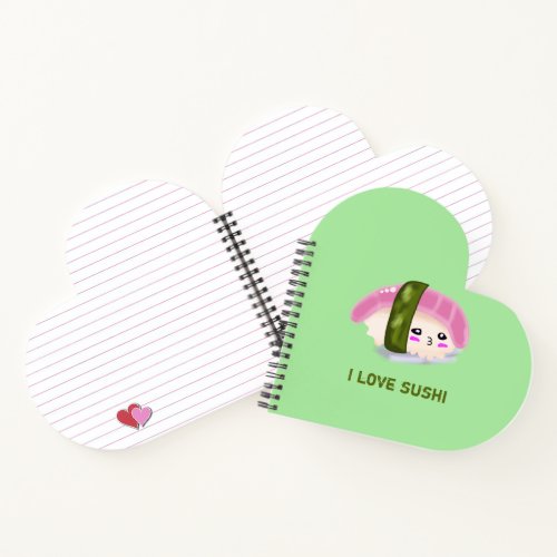 I Love Sushi Funny Food Notebook