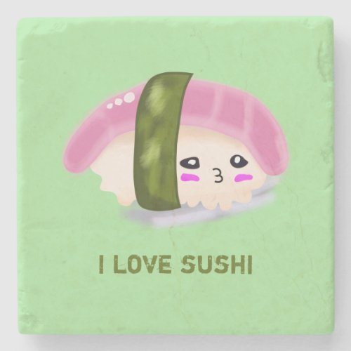I Love Sushi Funny Food Stone Coaster