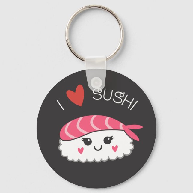 I love Sushi Japanese Seafood Keychain (Front)