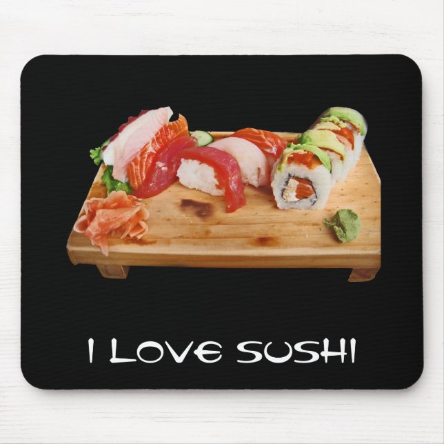 I Love Sushi Mouse Pad (Front)