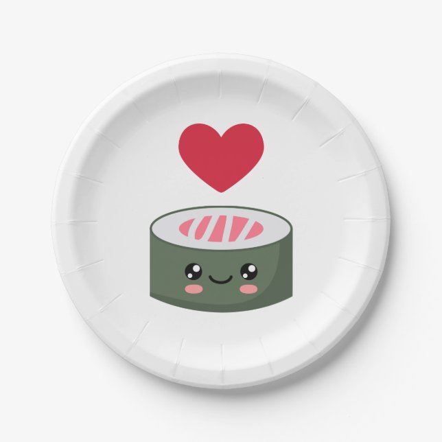 I love Sushi Paper Plates (Front)