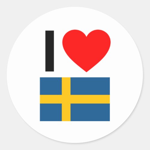 i love sweden classic round sticker